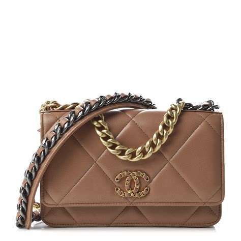 chanel 19 wallet on chain brown|chanel wallet on chain price.